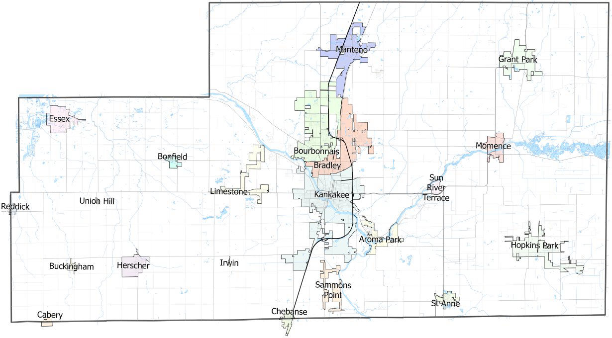 Map of Kankakee County Municipalities